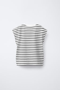 STRIPED T-SHIRT WITH TAB - Zara фото 2