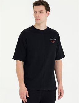 Siyah Regular Fit Bisiklet Yaka Ti__rt