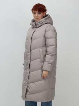 Пальто зимнее утепленное с капюшоном женское серого цвета 7623Sr - Visdeer фото 9