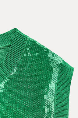 SLEEVELESS SEQUINNED KNIT TOP - Zara фото 17