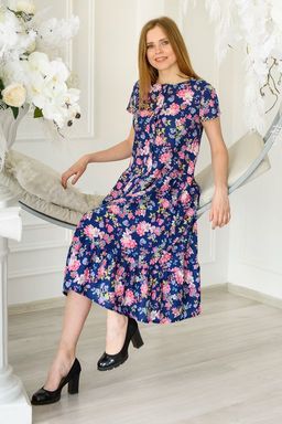 Платье женское из кулирки Кармелита розовые розы - Амадэль фото 4