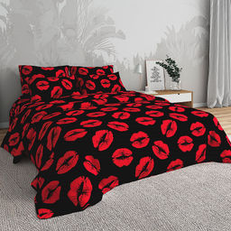 КПБ бязь Премиум - Поцелуй (на черном) Евро (нав.70х70)