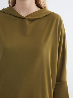 Kap??onlu Oversize Kad?n Sweatshirt Elbise