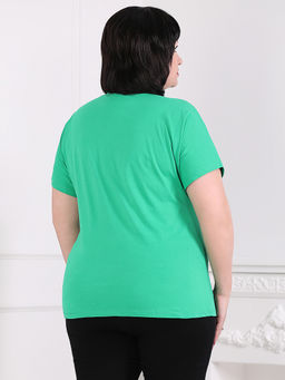 Футболка женская изумрудная с принтом цветы - Almond фото 2