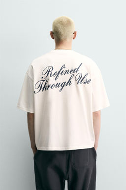 CAMISETA RELAXED FIT TEXTOS ESTAMPADOS / Blanco
