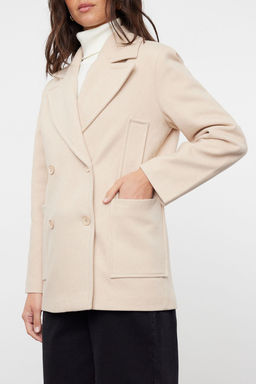 Tas Regular Cep Detayl? Yumusak Dokulu K?sa Ceket Kaban TWOAW25KB00007