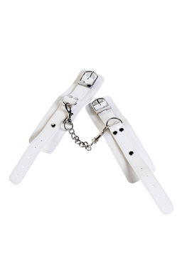 Наручники TOYFA Theatre кожаные белые  фото 4