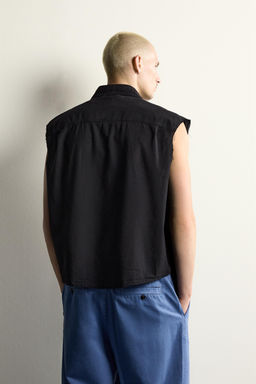 CAMISA TANK CROPPED FIT CUADROS / Negro - Zara фото 3