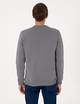 Gri 3 _plik Regular Fit __i Polarl_ Bisiklet Yaka Basic Sweatshirt - Pierre cardin фото 5