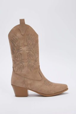 Vizon Suet Nak?sl? Sivri Burun Blok Topuklu Kad?n Kovboy BotTAKAW26BO00047 - Trendyolmilla фото 3