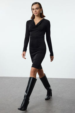 Siyah Duz Mini Orme Elbise TWOAW25EL00316 - Trendyolmilla фото 2