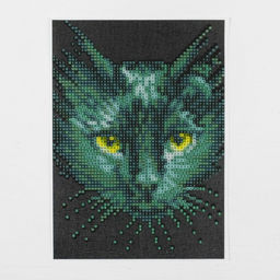 Алмазная мозаика с частичным заполнением на холсте «Чёрный кот», 15×21 см