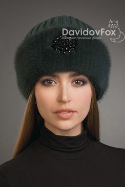 Шапка Адель укр норка трикотаж изумруд