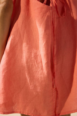 TRENDYOLMILLA Siyah Mini Dokuma %100 Keten Plaj Elbisesi TBESS25EL00103 фото 9