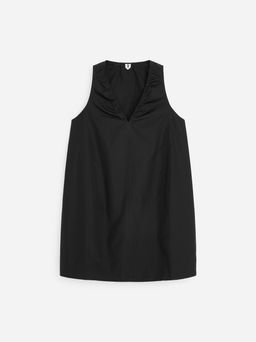 Vestido con escote de pico y fruncidos