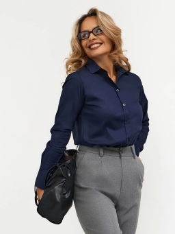 Блузка женская дл. рук. T-lab TL-B-002V-синий.стрейч  фото 6