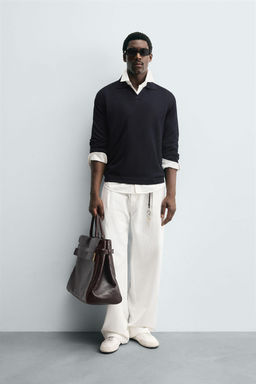 TEXTURED KNITTED POLO SHIRT