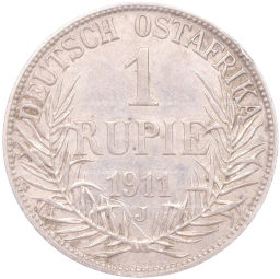 Монета 1 рупия 1911 года J Германская Восточная Африка