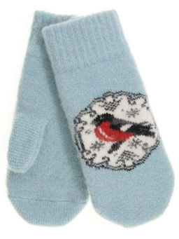 Варежки женские Снегирь в круглом окошке КРУГ 3453-3