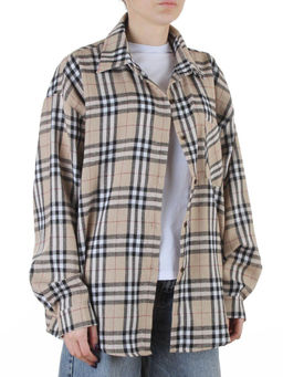 C501 BEIGE Рубашка женская оверсайз (95% хлопок, 5% спандекс)