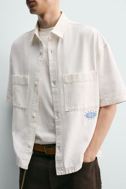 CAMISA RELAXED FIT ESTAMPADOS LAVADOS / Blanco roto - Zara фото 5