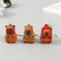 Цена за 12 шт. Брелок для ключей на кольце «Капибара», резина, 4.4×2.8×2.2 см, МИКС