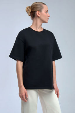 Арт. 31127 Футболка женская оверсайз 44-52 (5 шт) Цвет:черный - Калинка фото 3