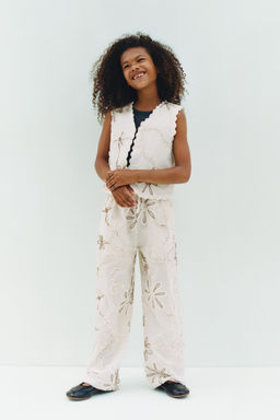 STRAIGHT FIT TROUSERS WITH EMBROIDERED FLOWERS - Zara фото 5