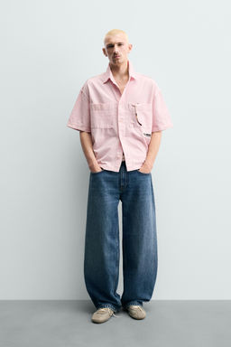 CAMISA RELAXED FIT COMBINADA / Rosa