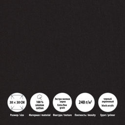 Холст грунтованный на подрамнике VISTA-ARTISTA ACBF-3030 100% хлопок 30 х 30 см 240 г/кв.м 2 шт PERESLAVL BLACK EDITION мелкозернистый
