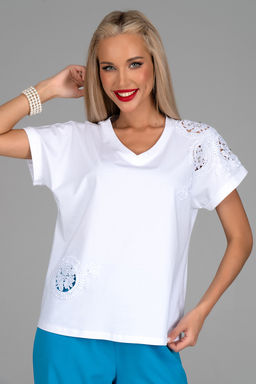 Футболка Нинель (белый/кружево)