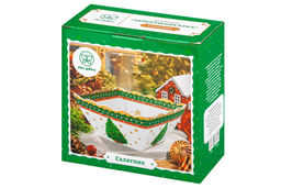 Салатник 1 л 16*16*8 см Новогодняя елка зеленый узор, квадрат глубокий, фарфор NEW BONE CHINA - Elan gallery фото 14