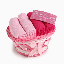 Набор махровых декоративных салфеток Этель Hello,Beautiful 30х30см-4шт, цвет розовый, 100% хлопок  фото 6
