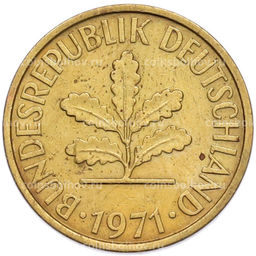 Монета 5 пфеннигов 1971 года D Западная Германия (ФРГ)