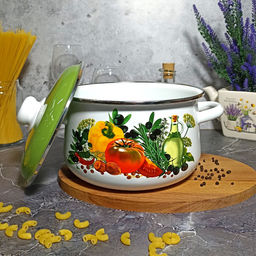 Кастрюля 4,0л конич. белосн. Европейская кухня 1с46я - Стальэмаль фото 9