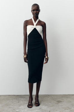 STRETCH MIDI DRESS WITH TIE