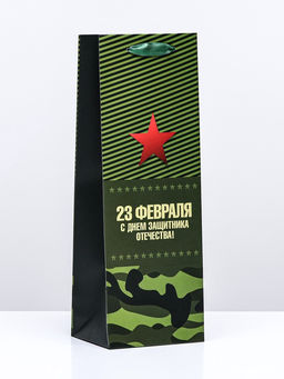 Цена за 2 шт. Пакет ламинированный под бутылку «23 Февраля»,13×36×10 см