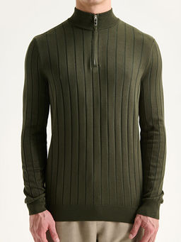 Fermuarl? Dik Yaka Erkek Triko Kazak