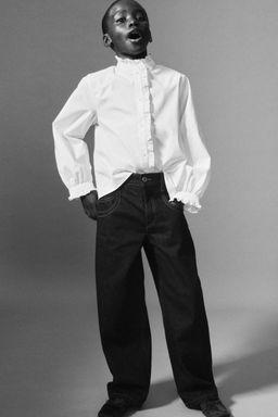 RUFFLED POPLIN SHIRT