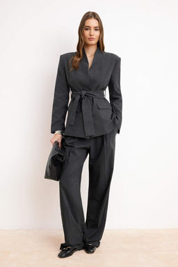 Trendyolmilla Wardrope Essentials  Antrasit Kusakl? Dokuma Kruvaze Blazer Ceket TWOSS26BC00004  фото 4