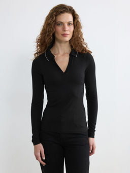 Polo Yaka Fitilli Kad?n Ti??rt