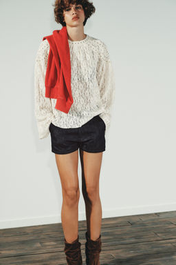 STUDDED LACE TOP - Zara фото 3