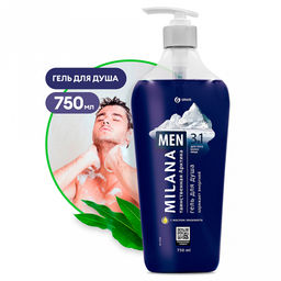 Гель для душа "Milana MEN" 750мл, с маслом эвкалипта, "Таинственная арктика", "Grass" (Россия)
