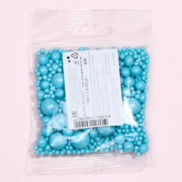 Цена за 2 шт. Новогодняя посыпка кондитерская с мягким центром Жемчуг бирюза, 50 г - Кондимир фото 4