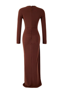 Kahverengi Yaka Cut Out Detayl? Maxi Abiye & Mezuniyet Elbisesi TPRSS26AE00002