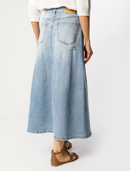 Юбка А-силуэта Vilatte D56.118 деним голубая  фото 4