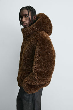 FAUX FUR HOODIE JACKET - Zara фото 9