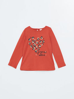 Bisiklet Yaka Uzun Kollu Bask?l? K?z ?ocuk Sweatshirt