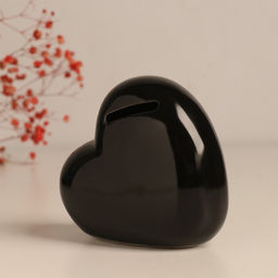 Копилка для денег Сердце. Слушай своё сердце. Купи, чёрное с серебром, 10.5?5?9.5 см