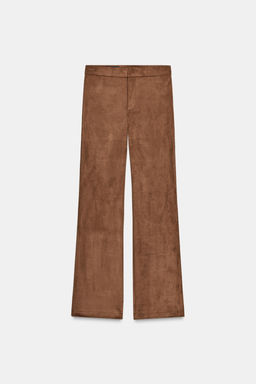 FAUX LEATHER FLARE TROUSERS - Zara фото 4